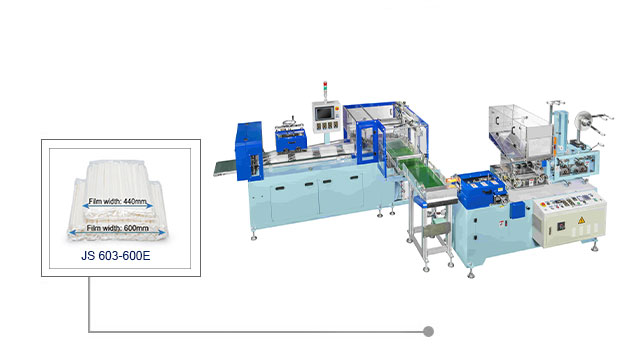 JS605PW + JS603-600E In Line One Set Straw Individual Packing and Auto Bagger Flow Packer